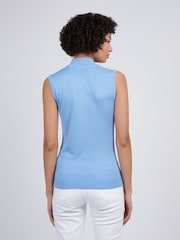 U.S. Polo Assn Blue Womens Mock Neck Sleeveless Knit Jumper - Image 2 of 7