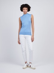 U.S. Polo Assn Blue Womens Mock Neck Sleeveless Knit Jumper - Image 3 of 7