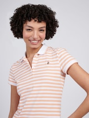 U.S. Polo Assn Orange Womens Stripe Polo Shirt - Image 2 of 7