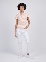 U.S. Polo Assn Orange Womens Stripe Polo Shirt - Image 3 of 7