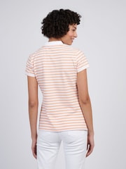 U.S. Polo Assn Orange Womens Stripe Polo Shirt - Image 4 of 7