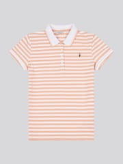 U.S. Polo Assn Orange Womens Stripe Polo Shirt - Image 5 of 7