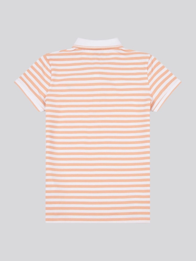 U.S. Polo Assn Orange Womens Stripe Polo Shirt - Image 6 of 7