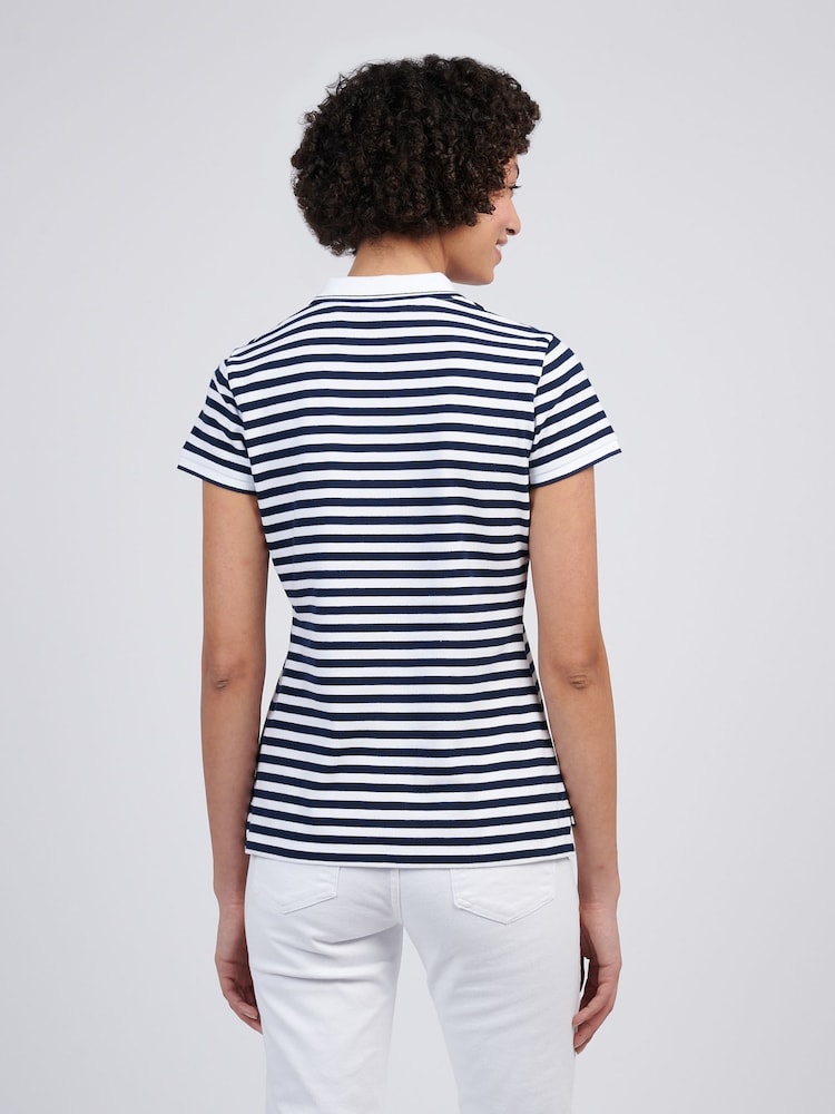 U.S. Polo Assn Blue Womens Stripe Polo Shirt - Image 4 of 7