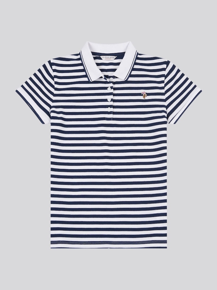 U.S. Polo Assn Blue Womens Stripe Polo Shirt - Image 5 of 7
