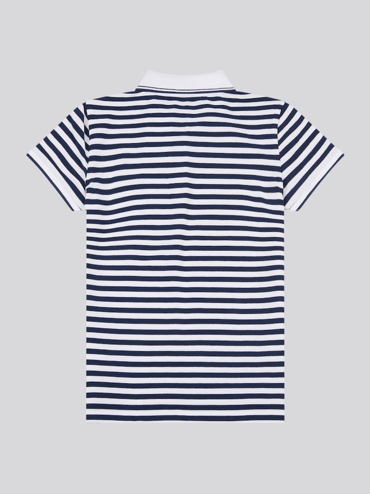 U.S. Polo Assn Blue Womens Stripe Polo Shirt - Image 6 of 7