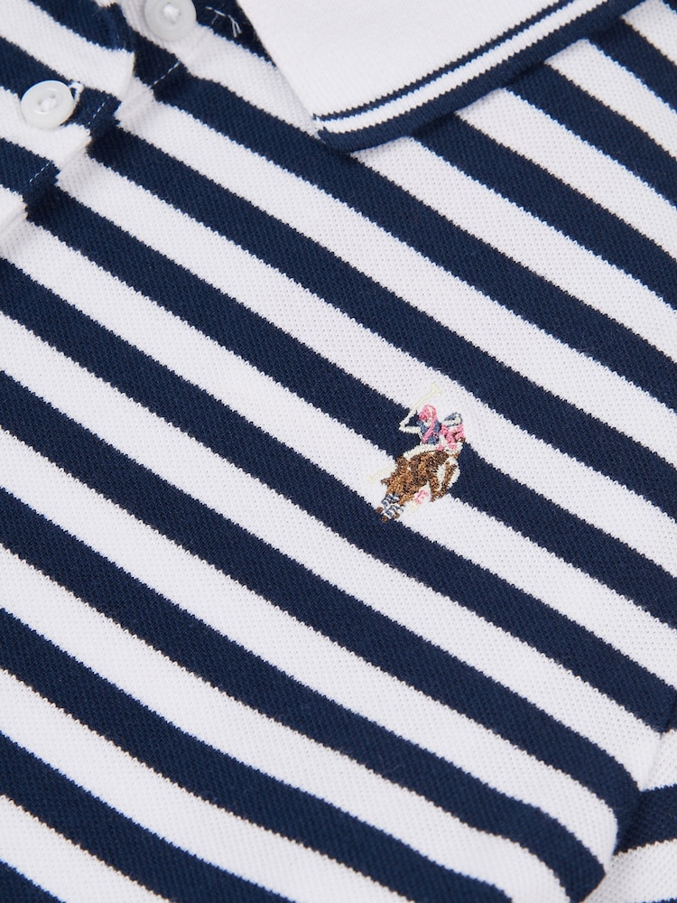 U.S. Polo Assn Blue Womens Stripe Polo Shirt - Image 7 of 7