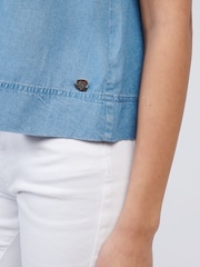 U.S. Polo Assn Blue Womens Chambray Swing  Vest - Image 2 of 9