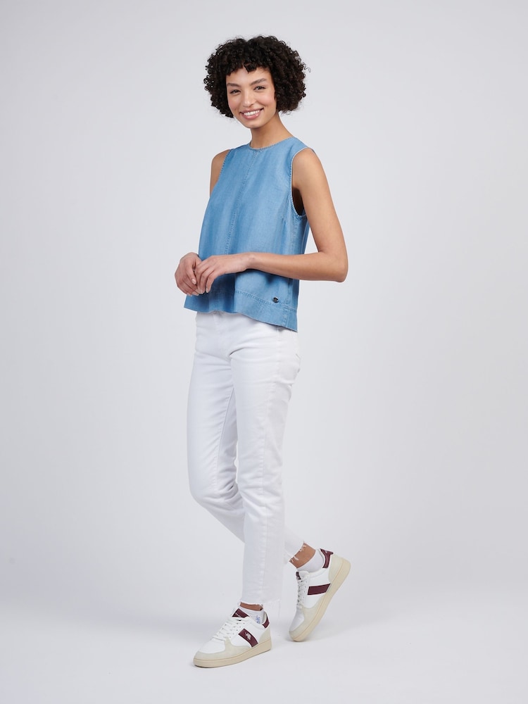 U.S. Polo Assn Blue Womens Chambray Swing  Vest - Image 3 of 9