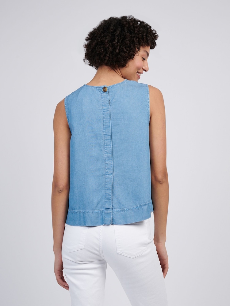 U.S. Polo Assn Blue Womens Chambray Swing  Vest - Image 4 of 9