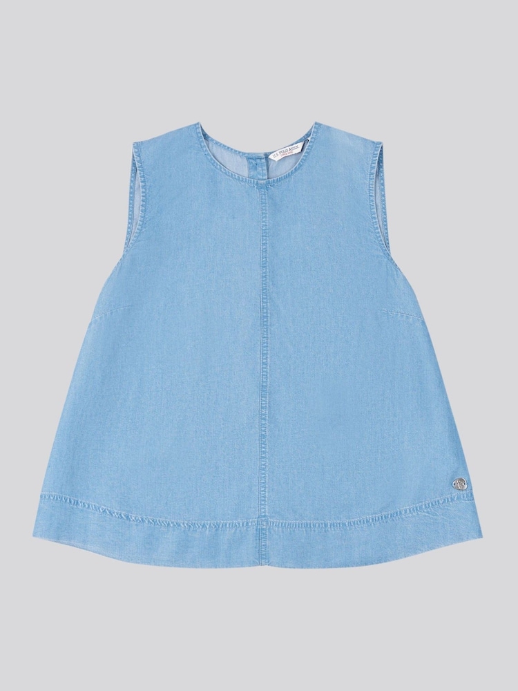 U.S. Polo Assn Blue Womens Chambray Swing  Vest - Image 6 of 9