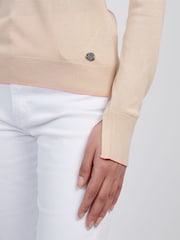 U.S. Polo Assn Natural Womens Open Neck Long Sleeve Knit Polo Jumper - Image 2 of 4
