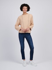 U.S. Polo Assn Natural Womens Chunky Cable Open Knit 100% Cotton Jumper - Image 3 of 4