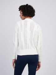 U.S. Polo Assn Cream Womens Open Knit Cable 100% Cotton Cardigan - Image 2 of 7