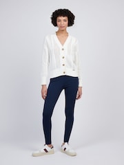 U.S. Polo Assn Cream Womens Open Knit Cable 100% Cotton Cardigan - Image 3 of 7