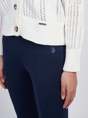 U.S. Polo Assn Cream Womens Open Knit Cable 100% Cotton Cardigan - Image 4 of 7