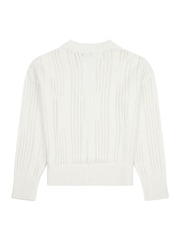 U.S. Polo Assn Cream Womens Open Knit Cable 100% Cotton Cardigan - Image 6 of 7