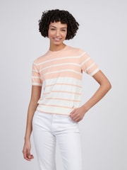 U.S. Polo Assn Orange Womens Colour Block Stripe Short Sleeve Jumper - Image 1 of 4