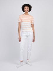 U.S. Polo Assn Orange Womens Colour Block Stripe Short Sleeve Jumper - Image 3 of 4