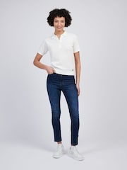 U.S. Polo Assn Cream Womens Vertical Texture Stripe Knit Polo Shirt - Image 3 of 8