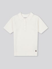 U.S. Polo Assn Cream Womens Vertical Texture Stripe Knit Polo Shirt - Image 6 of 8