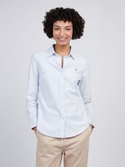 أزرق - U.S. Polo Assn Womens Stripe Stretch Classic Fit Oxford Shirt - صورة 1 من 6