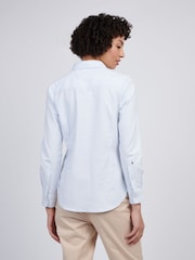 أزرق - U.S. Polo Assn Womens Stripe Stretch Classic Fit Oxford Shirt - صورة 3 من 6