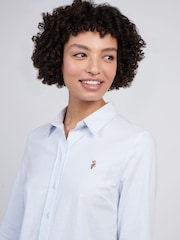 أزرق - U.S. Polo Assn Womens Stripe Stretch Classic Fit Oxford Shirt - صورة 5 من 6