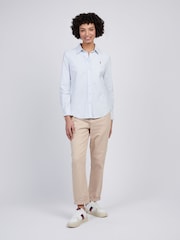 أزرق - U.S. Polo Assn Womens Stripe Stretch Classic Fit Oxford Shirt - صورة 6 من 6