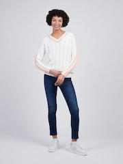 U.S. Polo Assn Cream Womens Open Knit Cable Cricket 100% Cotton Jumper - Image 3 of 4