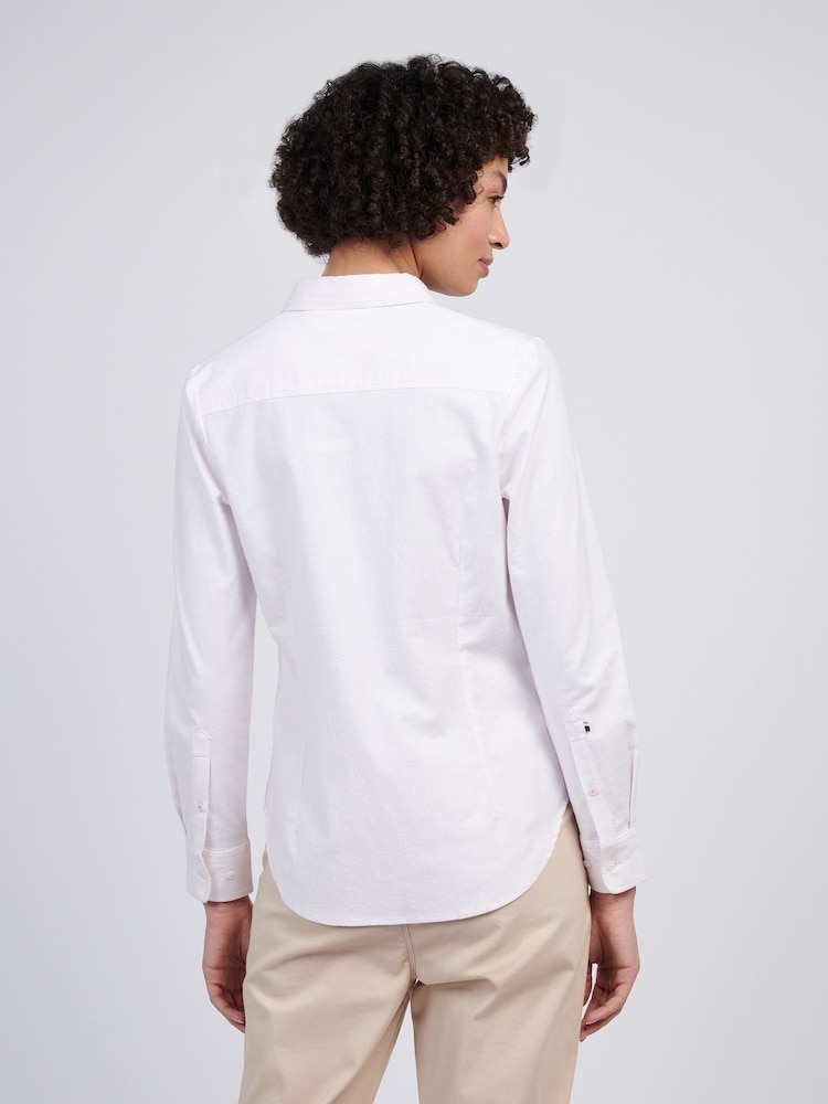 أبيض - U.S. Polo Assn Womens Stripe Stretch Classic Fit Oxford Shirt - صورة 2 من 4