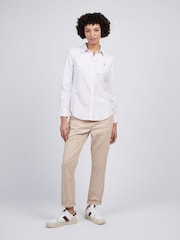 أبيض - U.S. Polo Assn Womens Stripe Stretch Classic Fit Oxford Shirt - صورة 3 من 4