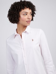 أبيض - U.S. Polo Assn Womens Stripe Stretch Classic Fit Oxford Shirt - صورة 4 من 4