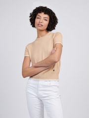 U.S. Polo Assn Natural Womens Crew Neck Short Sleeve Jumper - Image 1 of 4