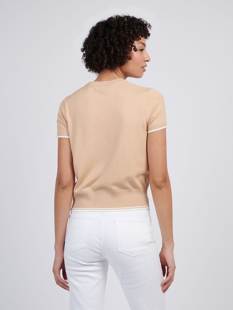 U.S. Polo Assn Natural Womens Crew Neck Short Sleeve Jumper - Image 2 of 4