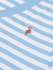 כחול  - U.S. Polo Assn. Womens Stripe V-Neck 100% Cotton T-Shirt - Image 7 of 7