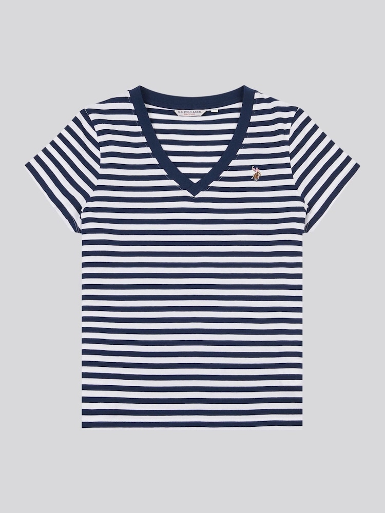 Kaufen Sie Polo Womens Stripe V-Neck 100% Cotton T