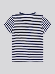 U.S. Polo Assn. Navy Blue Womens Stripe V-Neck 100% Cotton T-Shirt - Image 6 of 7