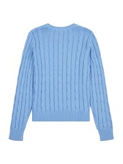 U.S. Polo Assn. Blue Chrome Womens Crew Neck Cable Knit Pink Jumper - Image 6 of 7