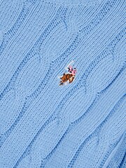 U.S. Polo Assn. Blue Chrome Womens Crew Neck Cable Knit Pink Jumper - Image 7 of 7