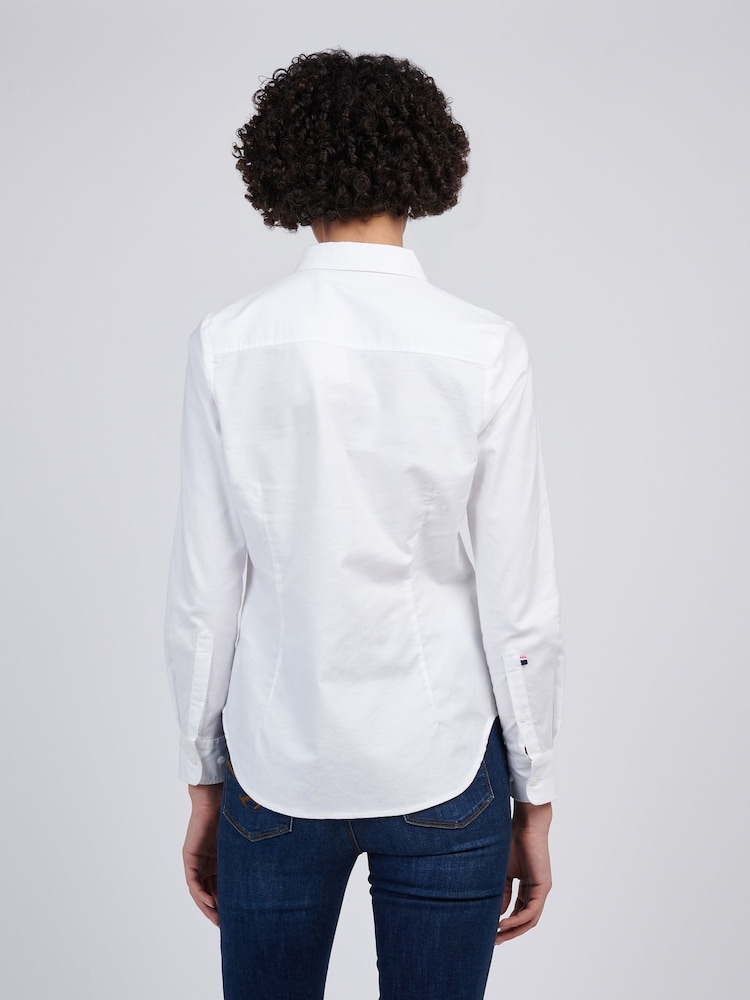 U.S. Polo Assn White Womens Stretch Classic Fit Oxford Shirt - Image 4 of 5