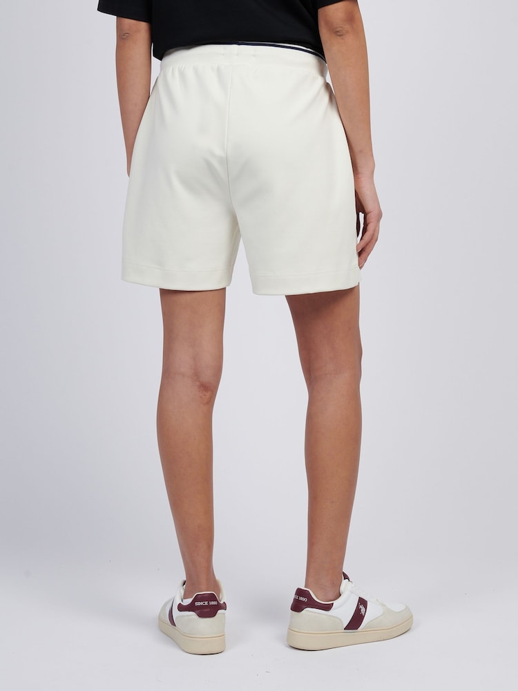U.S. Polo Assn Cream Womens Pintuck Tipped Sweat Shorts - Image 4 of 4