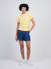 U.S. Polo Assn Yellow Womens Open Knit Short Sleeve 100% Cotton Crochet Jumper - Image 3 of 7
