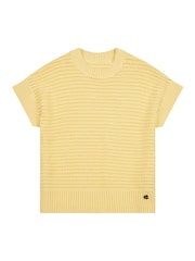 U.S. Polo Assn Yellow Womens Open Knit Short Sleeve 100% Cotton Crochet Jumper - Image 5 of 7