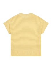 U.S. Polo Assn Yellow Womens Open Knit Short Sleeve 100% Cotton Crochet Jumper - Image 6 of 7