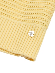 U.S. Polo Assn Yellow Womens Open Knit Short Sleeve 100% Cotton Crochet Jumper - Image 7 of 7