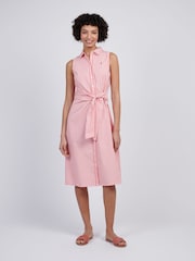 U.S. Polo Assn Pink Womens Stripe Tie Waist Shirt Dress - Image 1 of 10