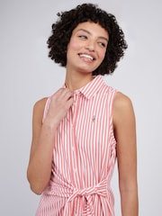 U.S. Polo Assn Pink Womens Stripe Tie Waist Shirt Dress - Image 2 of 10