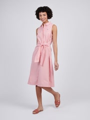 U.S. Polo Assn Pink Womens Stripe Tie Waist Shirt Dress - Image 3 of 10