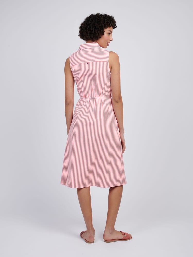 U.S. Polo Assn Pink Womens Stripe Tie Waist Shirt Dress - Image 4 of 10